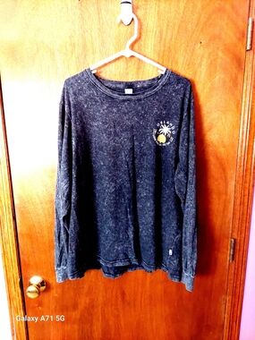 Long Sleeve Washed Black Graphic Tee - Men's